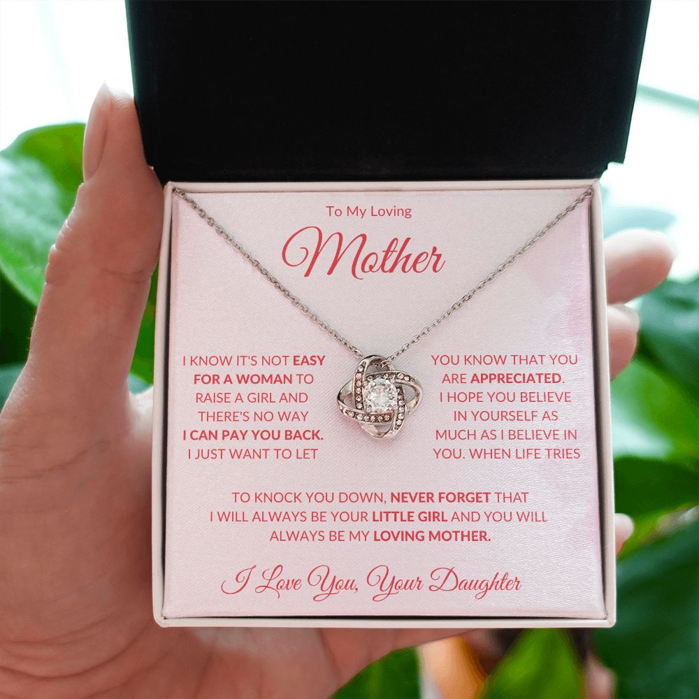 To My Loving Mother from Daughter Love knot Necklace