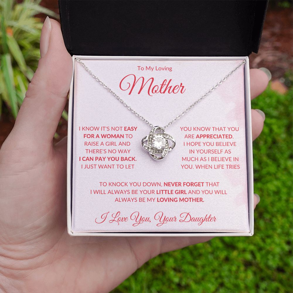 To My Loving Mother from Daughter Love knot Necklace