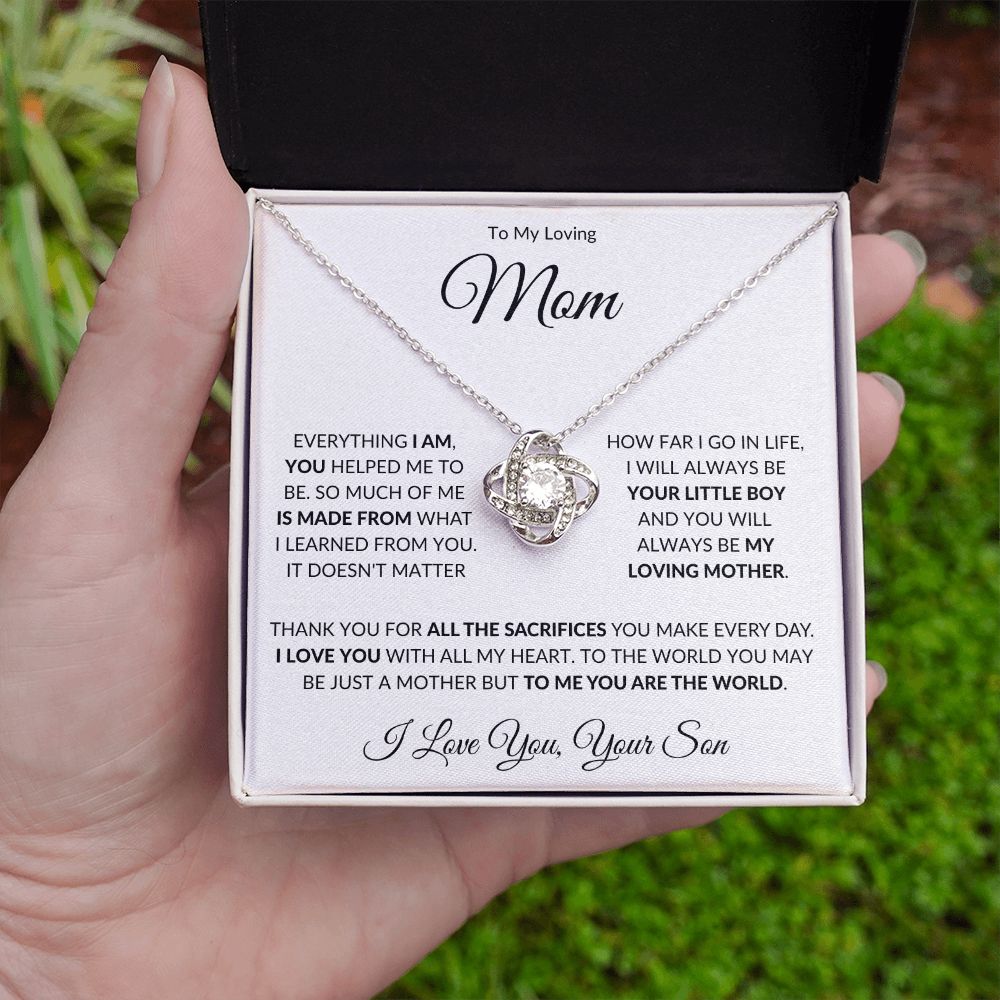 To My Loving Mom from Son Love Knot necklace