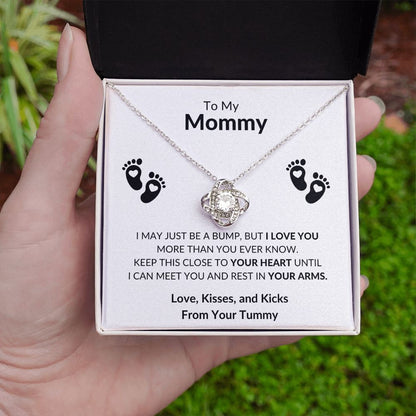 To My Mommy Just a Bump Love Knot Necklace