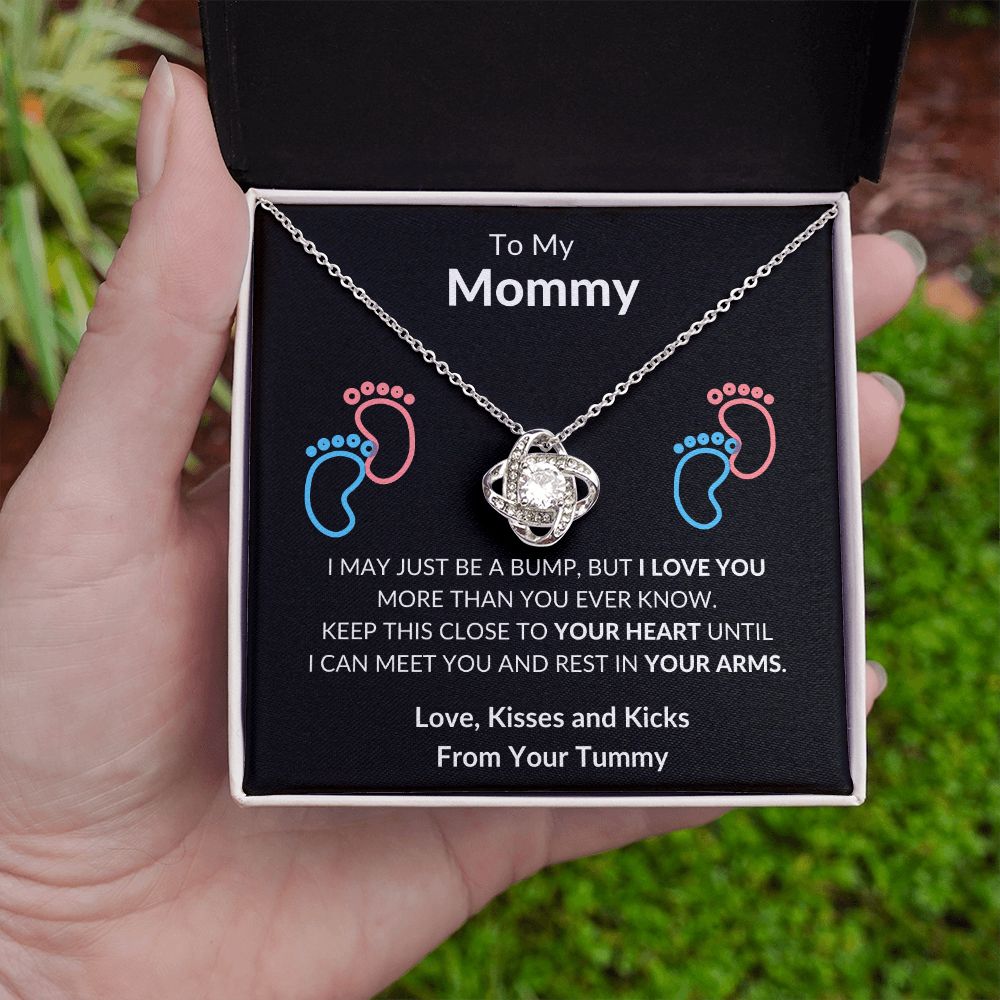 To My Mommy Just A Bump Love Knot Necklace