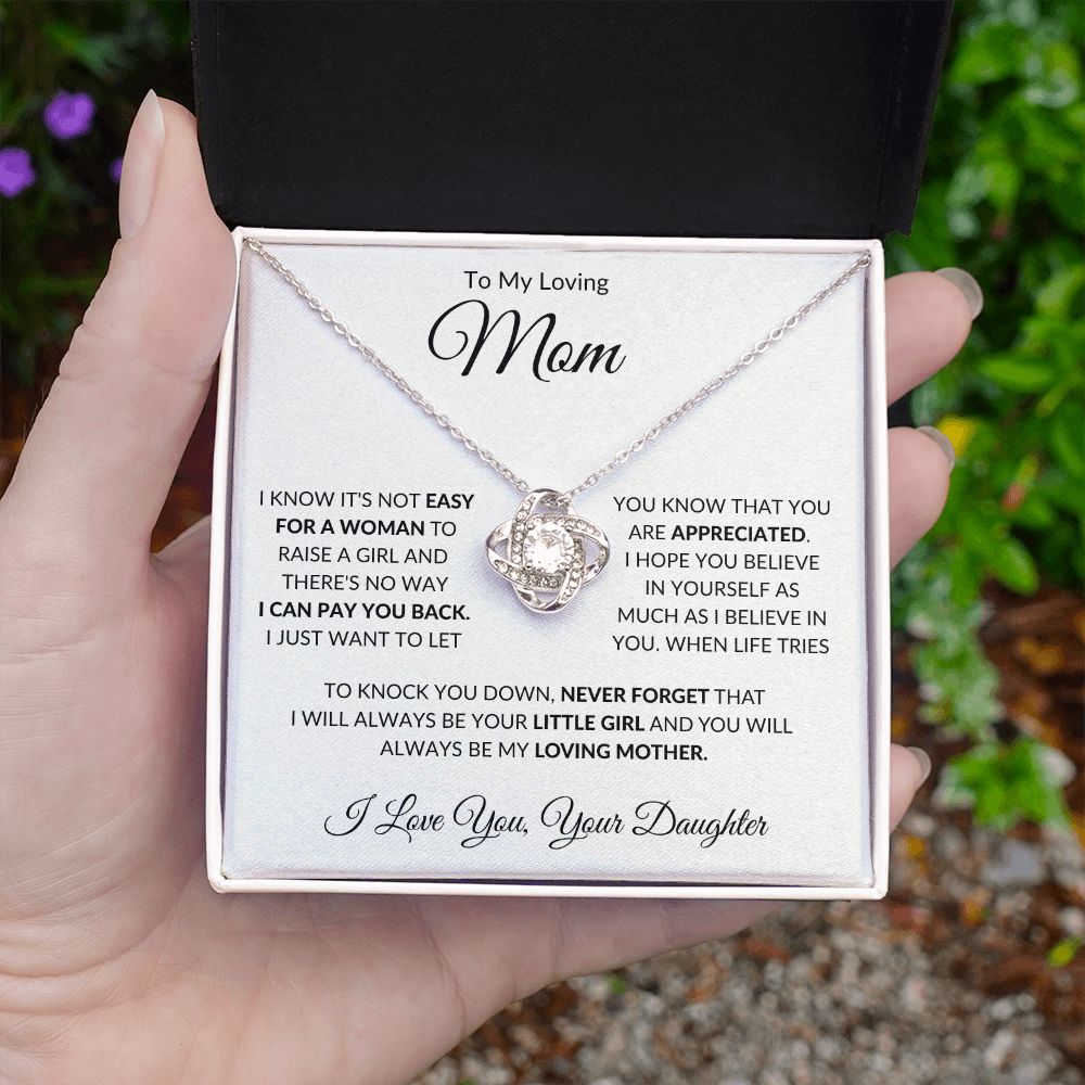 To My Loving Mom from Daughter Love Knot Necklace