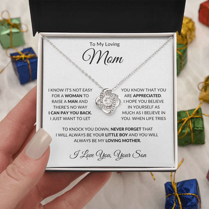 To My Loving Mom from Son Love Knot Necklace