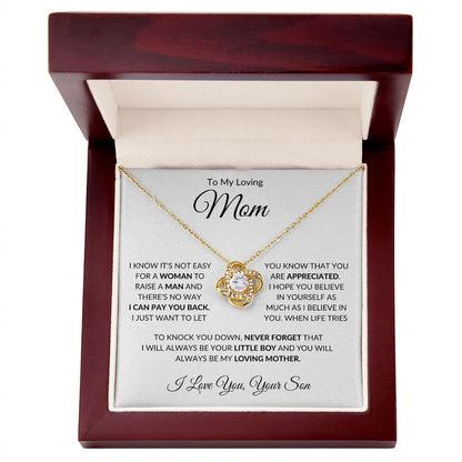 To My Loving Mom from Son Love Knot Necklace