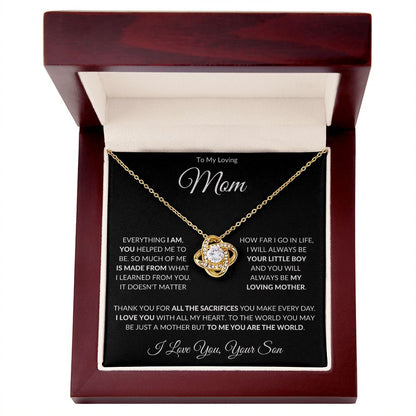 To My Loving Mom from Son Love Knot Necklace