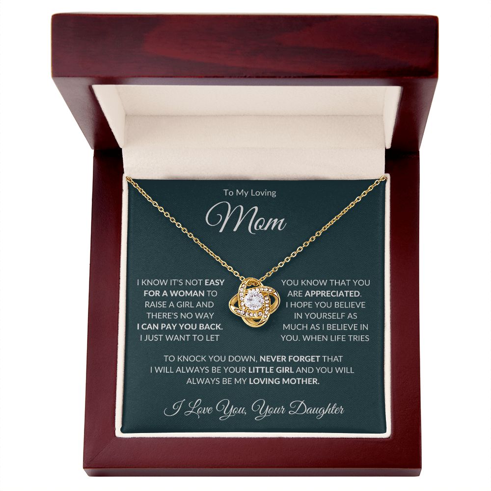 To My Loving Mom from Daughter Love Knot Necklace