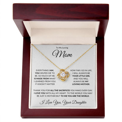 To My Loving Mom from Daughter Love Knot Necklace