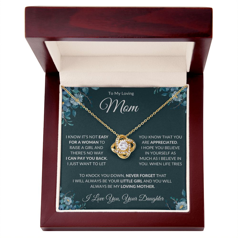 To My Loving Mom from Daughter Love Knot Necklace