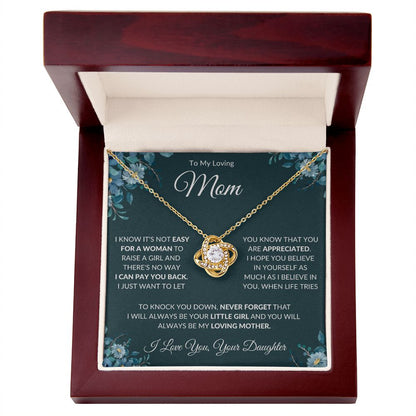 To My Loving Mom from Daughter Love Knot Necklace