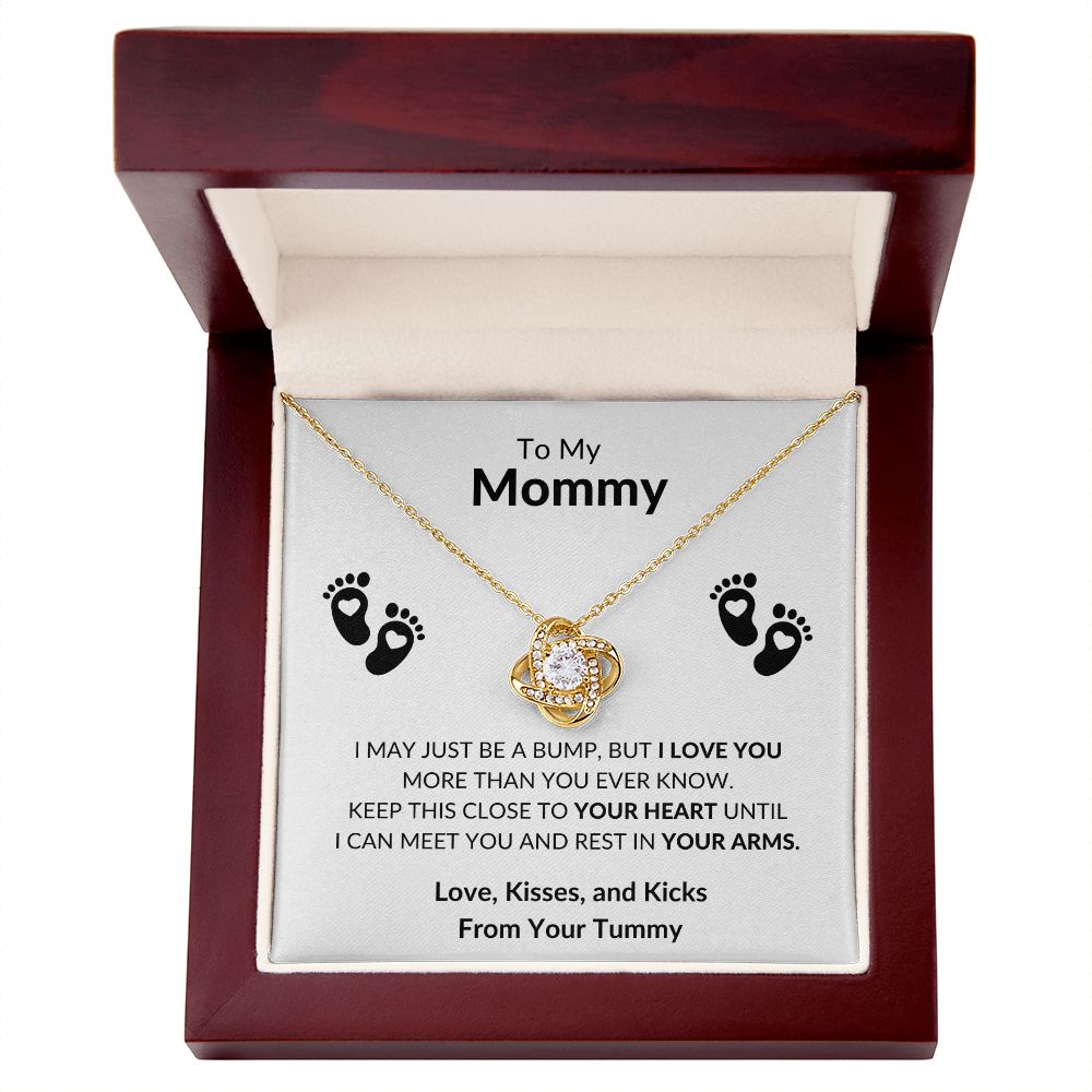 To My Mommy Just a Bump Love Knot Necklace