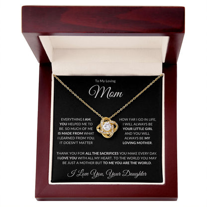 To My Loving Mom from Daughter Love Knot Necklace