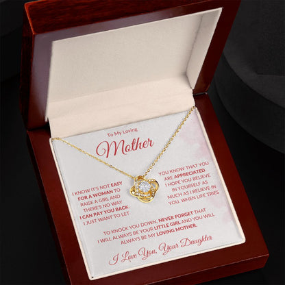 To My Loving Mother from Daughter Love knot Necklace