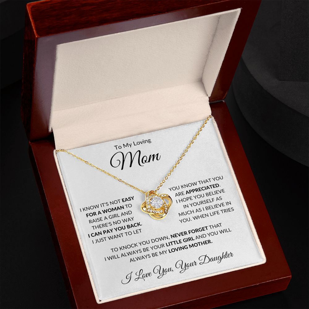 To My Loving Mom from Daughter Love Knot Necklace