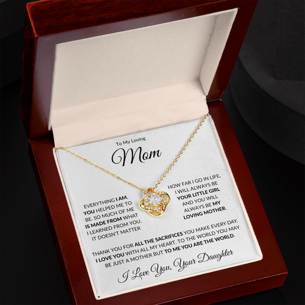 To My Loving Mom from Daughter Love Knot Necklace