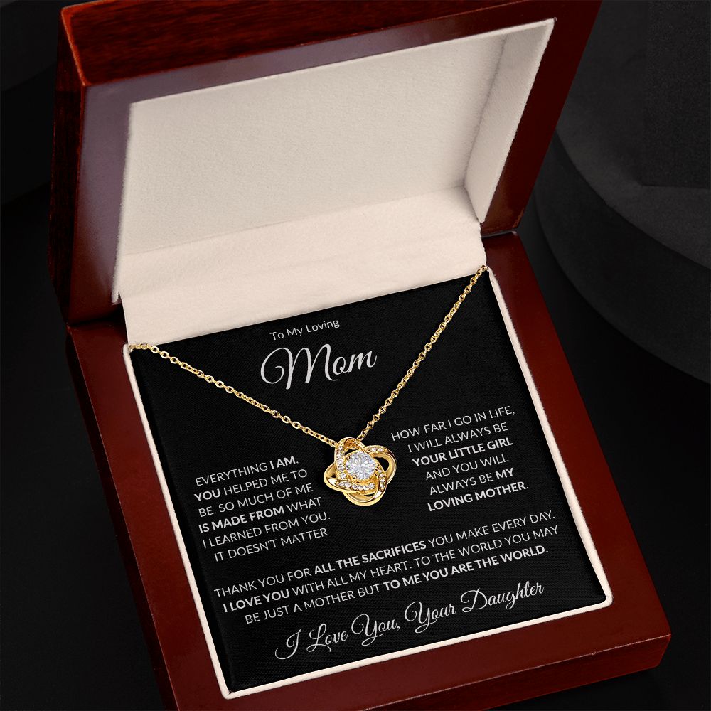 To My Loving Mom from Daughter Love Knot Necklace