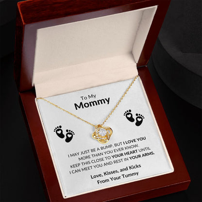 To My Mommy Just a Bump Love Knot Necklace