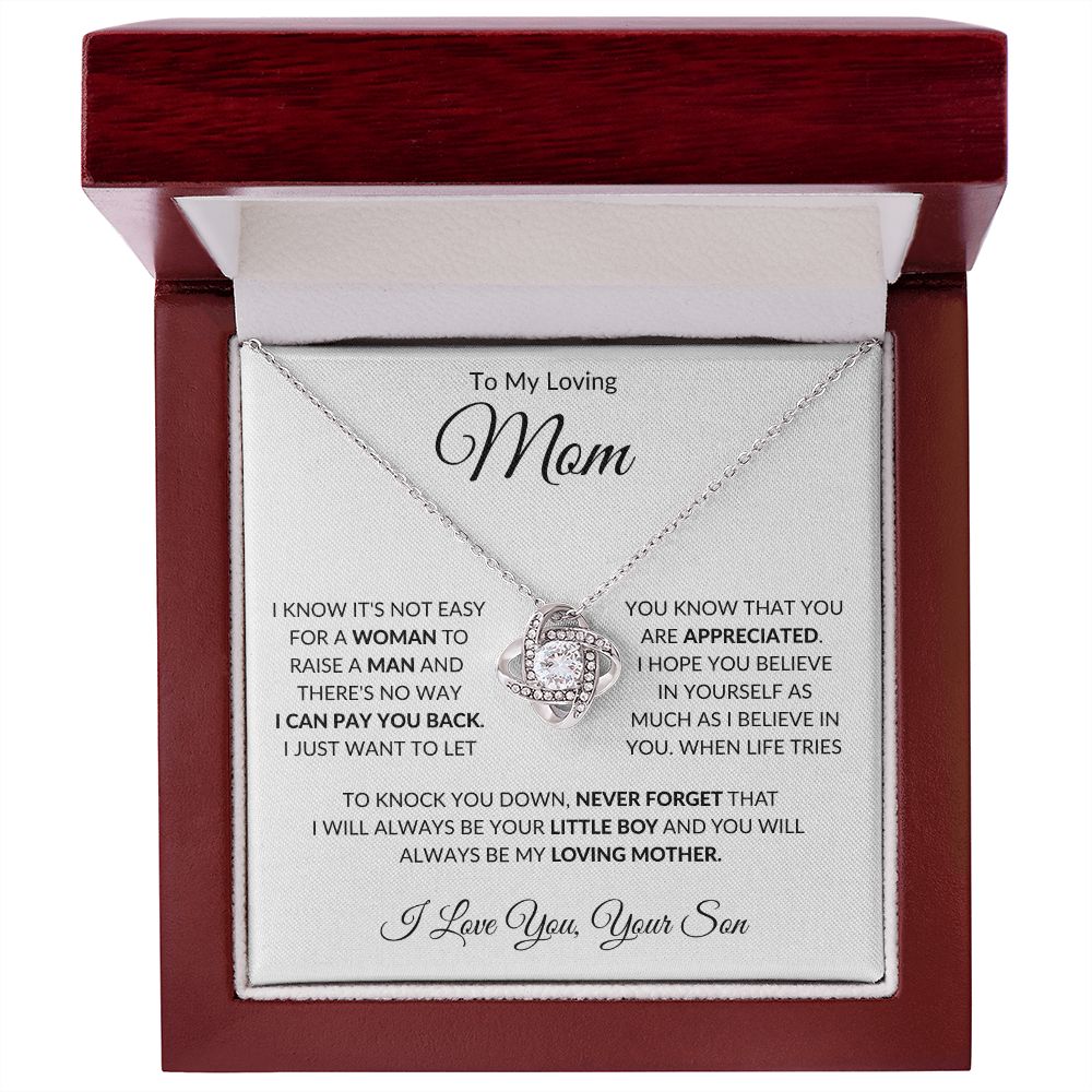 To My Loving Mom from Son Love Knot Necklace