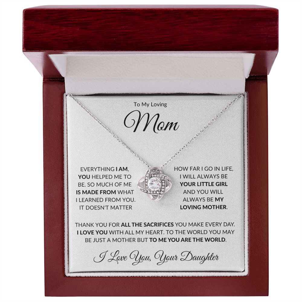 To My Loving Mom from Daughter Love Knot Necklace