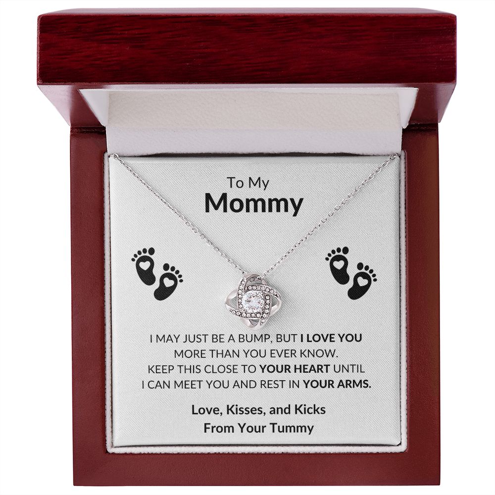 To My Mommy Just a Bump Love Knot Necklace