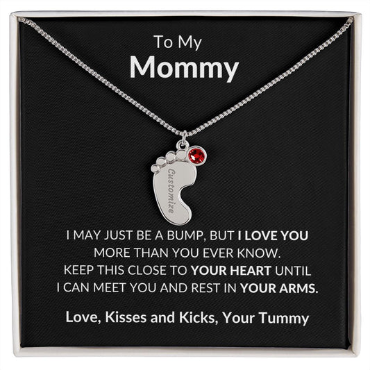 To My Mommy Baby feet necklace