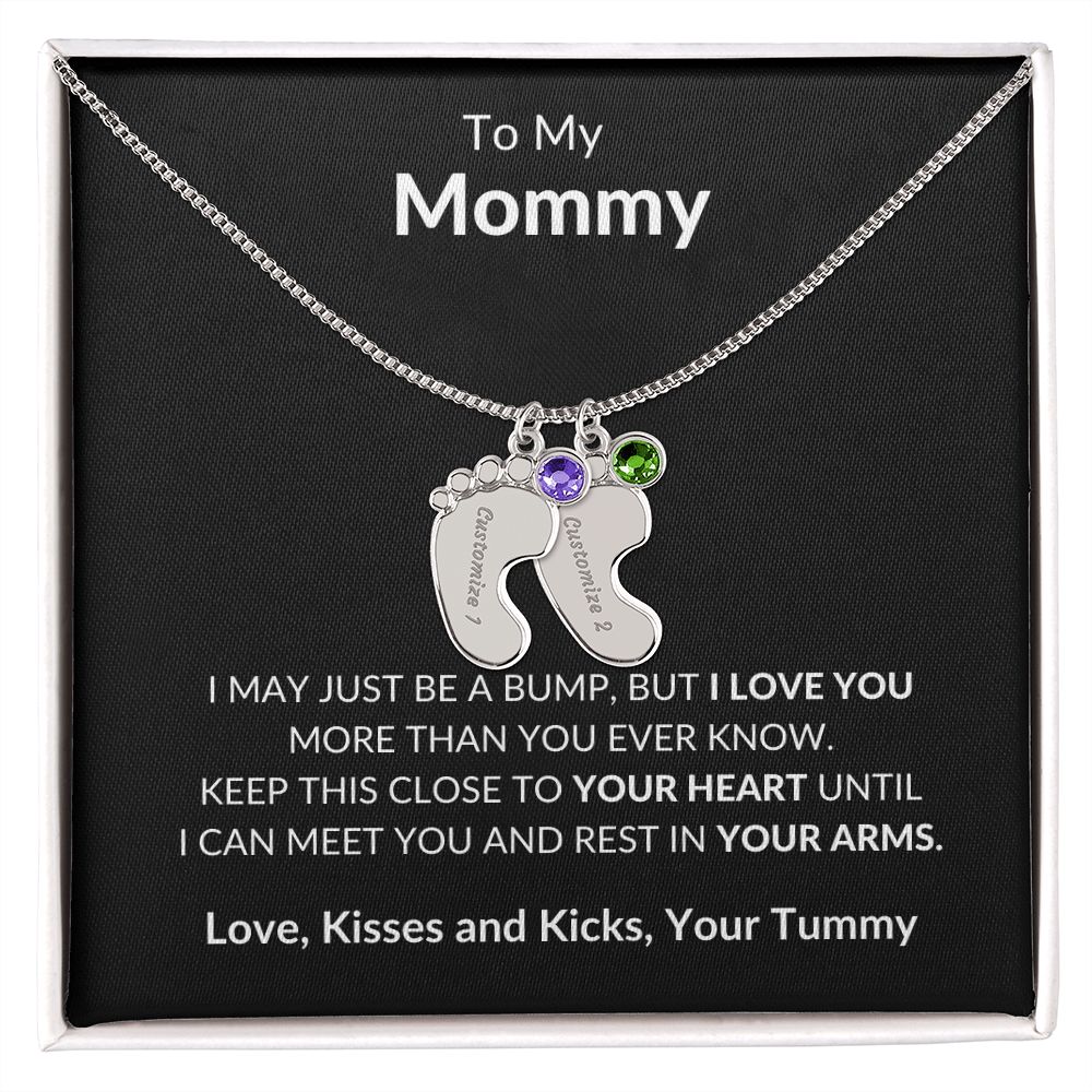 To My Mommy Baby feet necklace