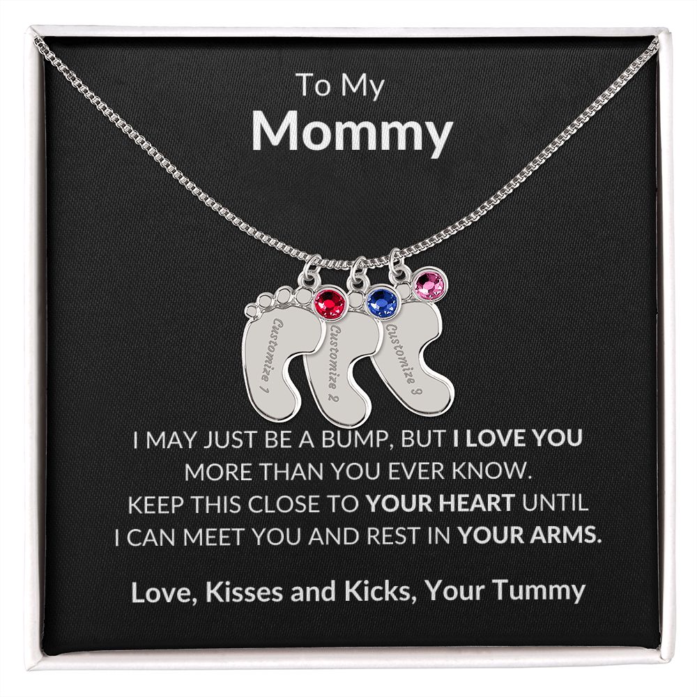 To My Mommy Baby feet necklace