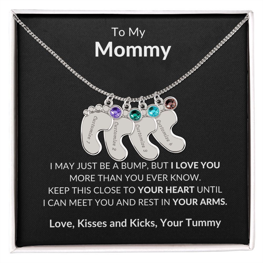 To My Mommy Baby feet necklace