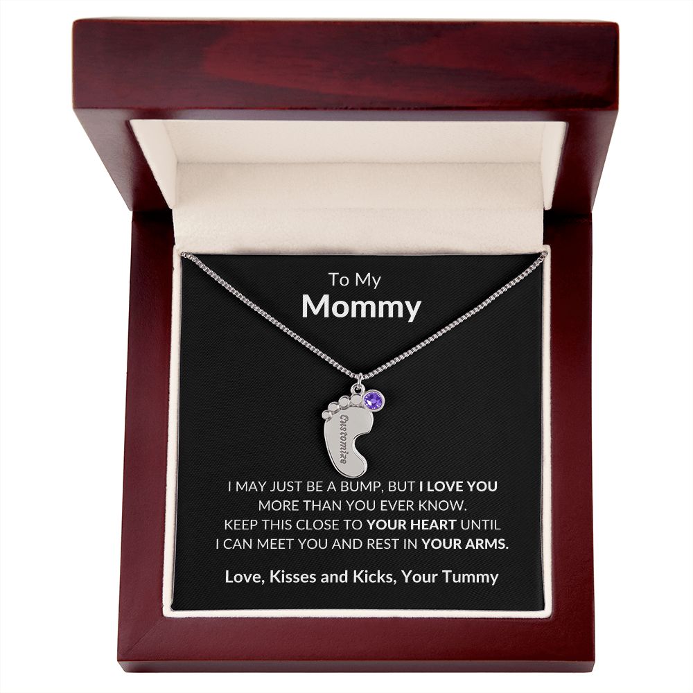 To My Mommy Baby feet necklace