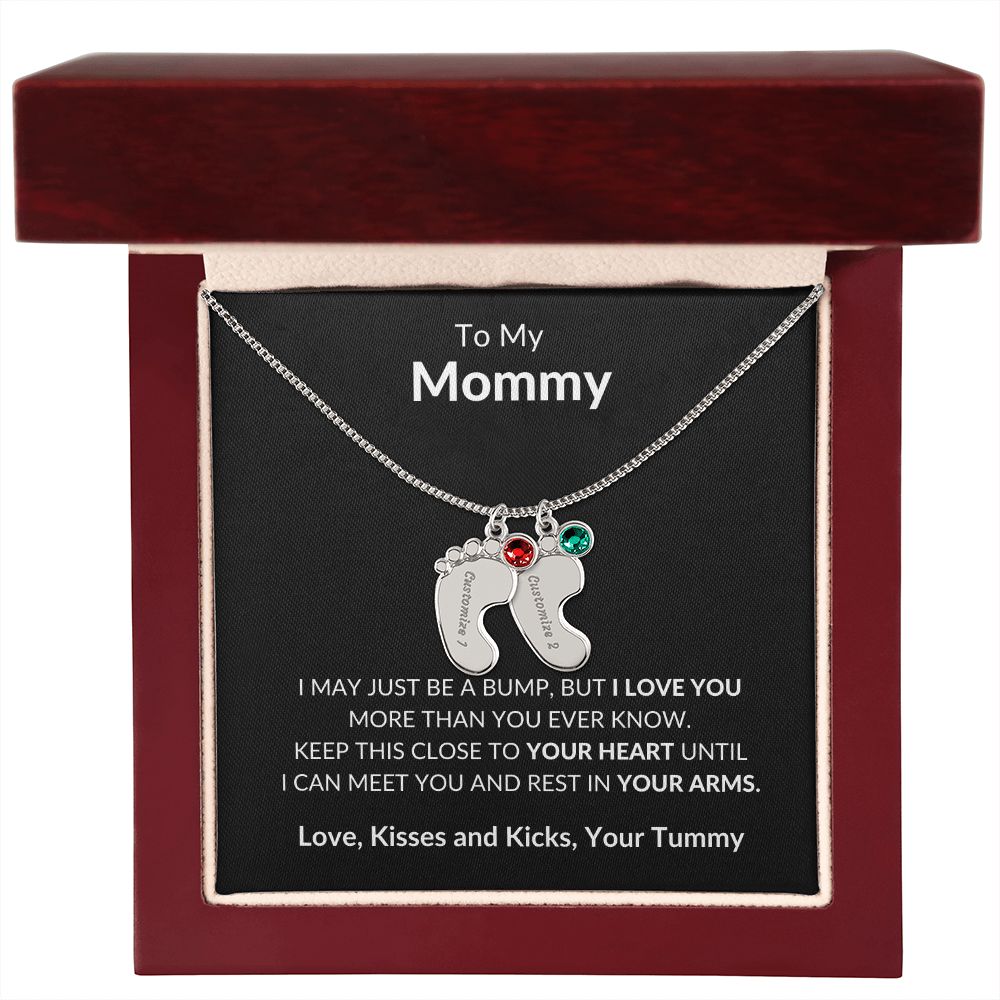 To My Mommy Baby feet necklace