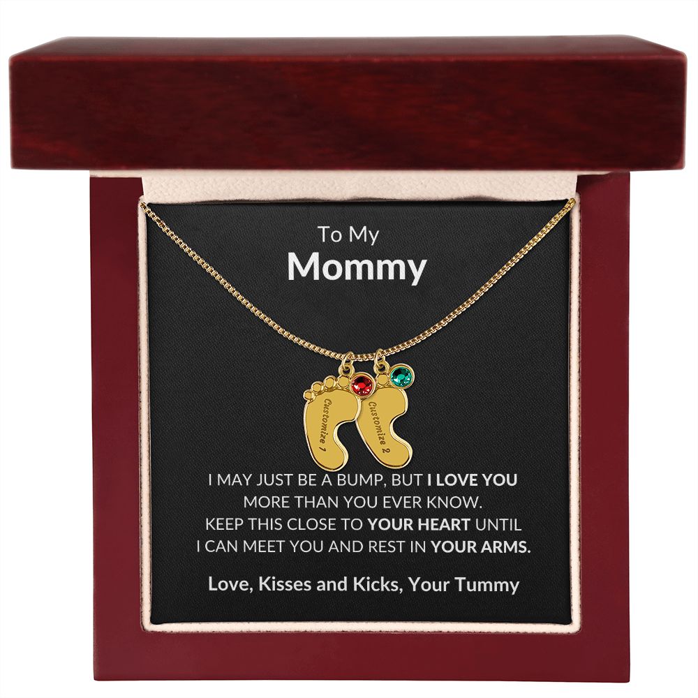 To My Mommy Baby feet necklace